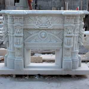 Custom made white marble fireplace mantels for sale craigslist modern stone fireplaces--MOKK-129