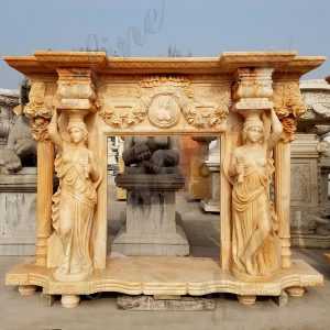 Expensive Antique Fireplace Mantels Natural Stone Yellow Fireplace Surround Outdoor Garden Decor For Sale Craigslist--Mokk-132