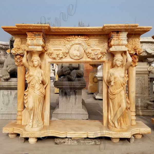 Antique Fireplace Mantels Natural Stone Yellow Fireplace Surround Outdoor Garden Decor for Sale Craigslist