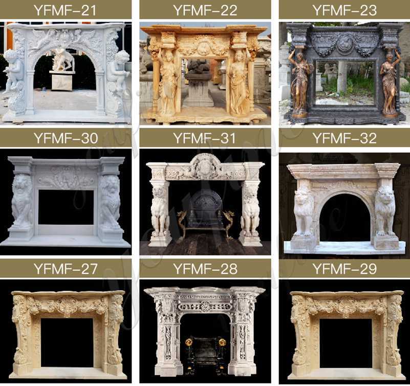 French Fireplace Mantels with Figure Statues for Sale