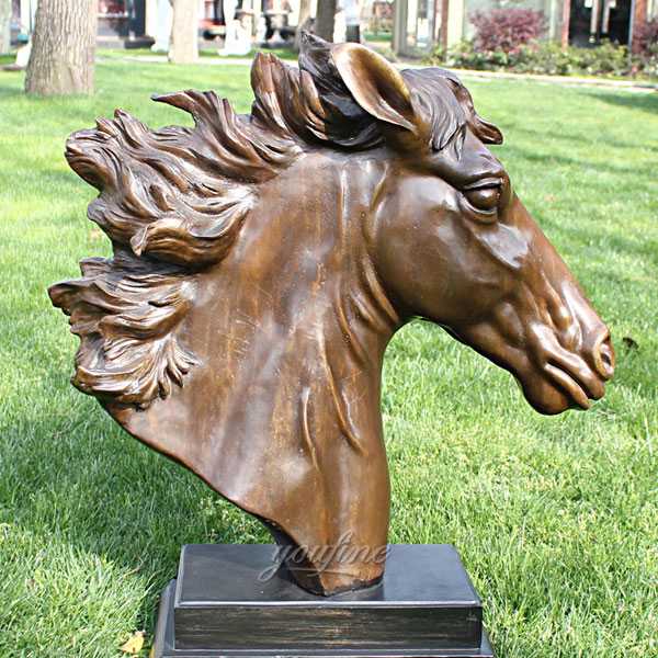 Antique Bronze Horse Head Statue Garden Lawn Ornaments BOKK-588