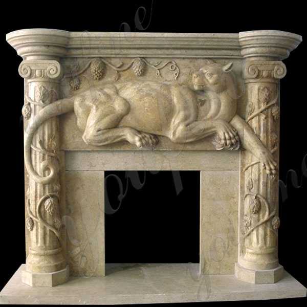 Hand Carved Limestone Fireplace Surround Custom Made Cheap Marble Fireplaces Design for Sale--MOKK-147