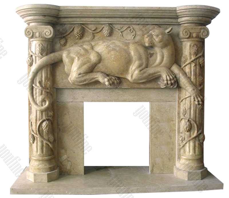 Hand Carved Limestone Fireplace Surround Custom Made Cheap Marble Fireplaces Design for Sale