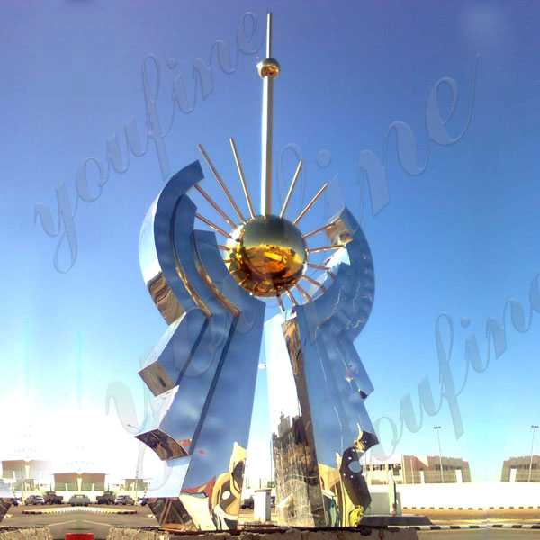 High Polished Metal Outdoor Sculptures Large Stainless Steel  Sculptures for Sale for Roundabout UAE CSS-71