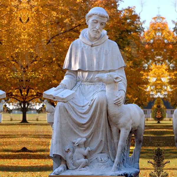 St Francis of Assisi Garden Statue Made of White Marble for Sale CHS-709