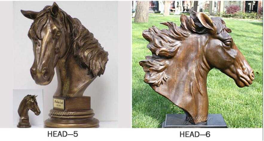Large bronze art horse head statues for garden ornaments