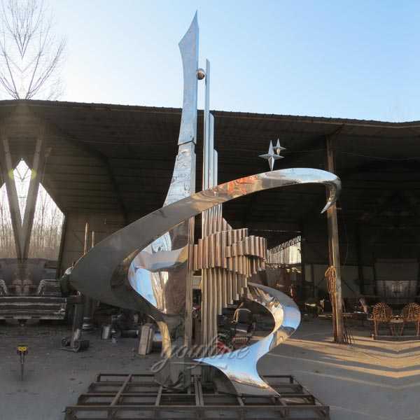 Large modern mirror high polished abstract metal art outdoor stainless steel sculpture for sale