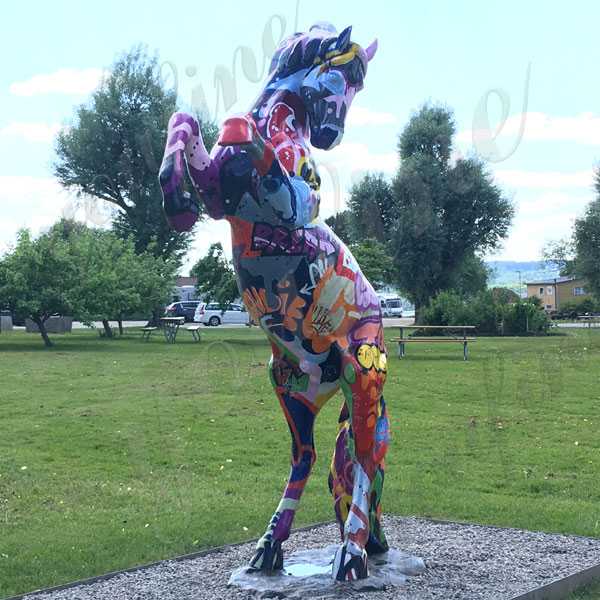 Bronze Rearing Horse Statue Be Painted by Our Customer Design Custom Horse Statue