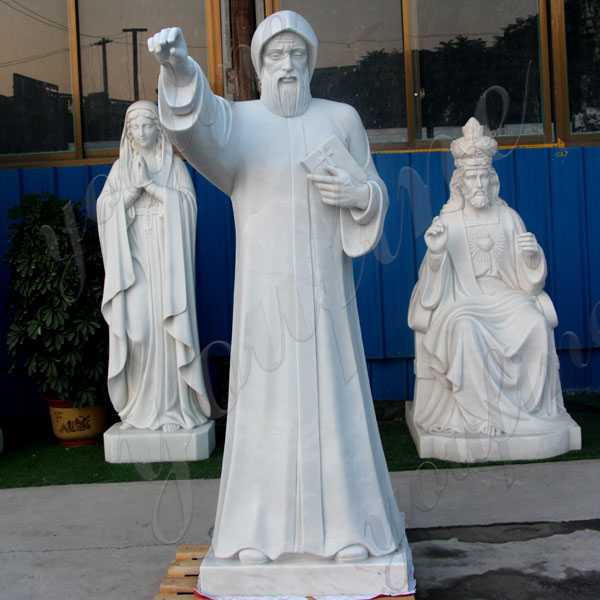 Life Size Catholic Church White Marble Saint Charbel with Bible Designs for Sale CHS-713