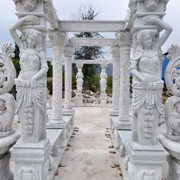 Luxury hand carved pure white marble gazebo designs for backyards large gazebo for sale