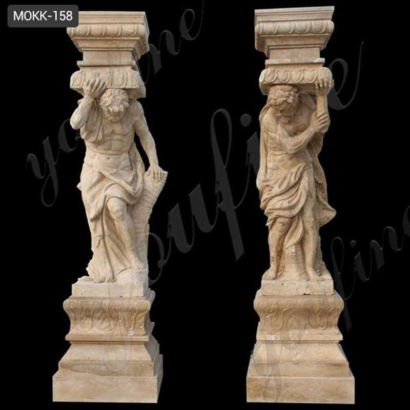 Antique Greek Column of Male Caryatid Column Design Stone Driveway