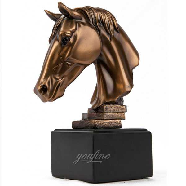 Metal bronze polished horse head bust statues for home decor