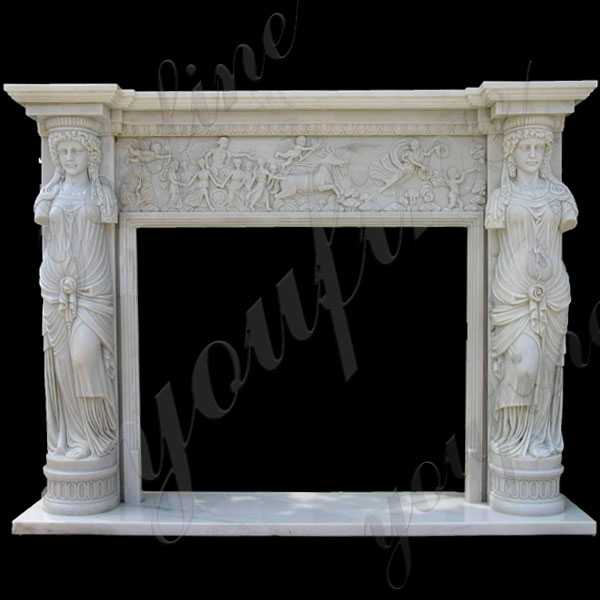 Modern Cheap Natural Stone Fire Surround Cast Marble Fireplace Mantel Design for Sale--MOKK-141