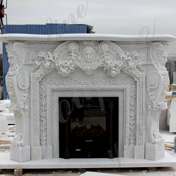 Modern Custom Made Fireplace White Marble Fireplace Surround Design for Sale–MOKK-128