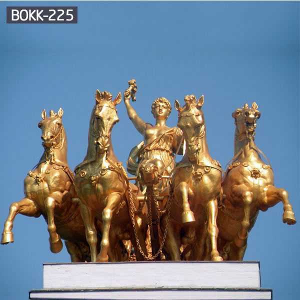 Bronze Chariot Statue with Four Large Bronze Horse Statues for Garden Deco for Sale BOKK-225