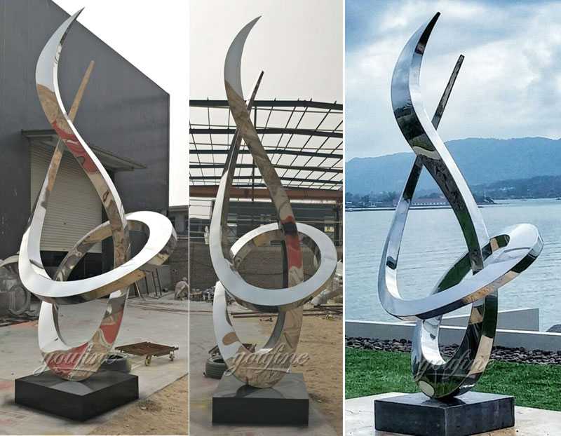 Contemporary custom made high polished metal modern outdoor stainless steel sculpture for sale