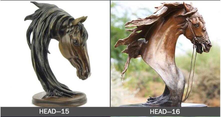 Vintage bronze horse head bust statues designs