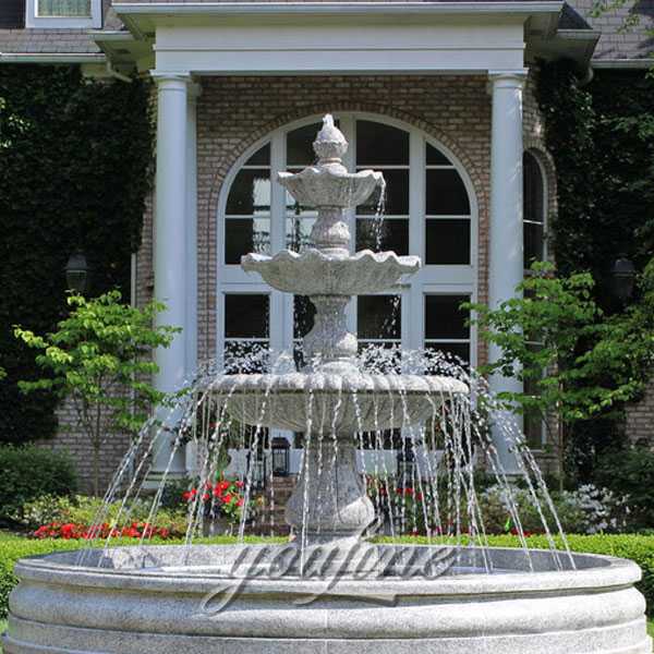 White Outdoor 3 Tiered Waterfall Garden Fountain Made of Marble for Front Yard for Sale MOKK-125