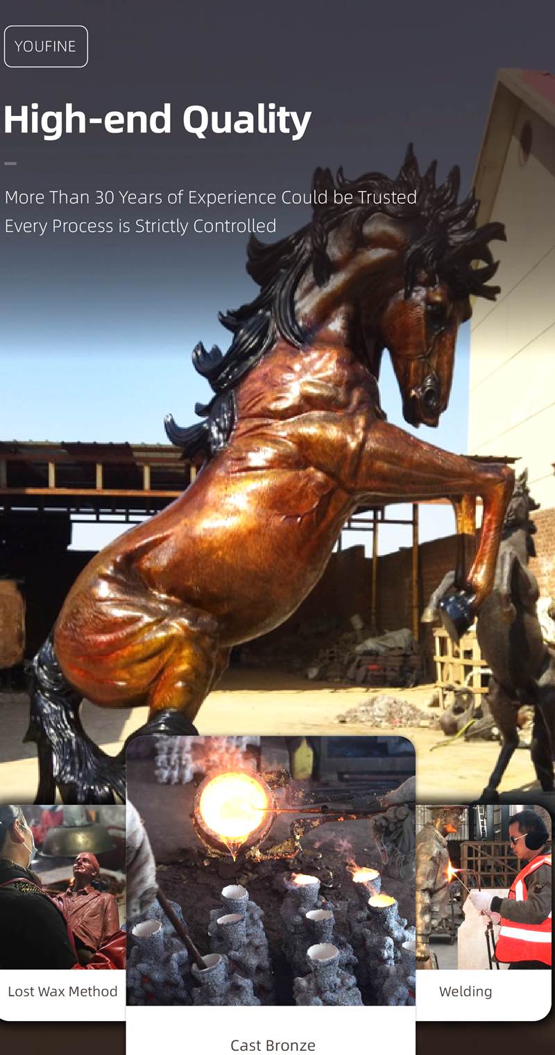 bronze lifesize rearing horse