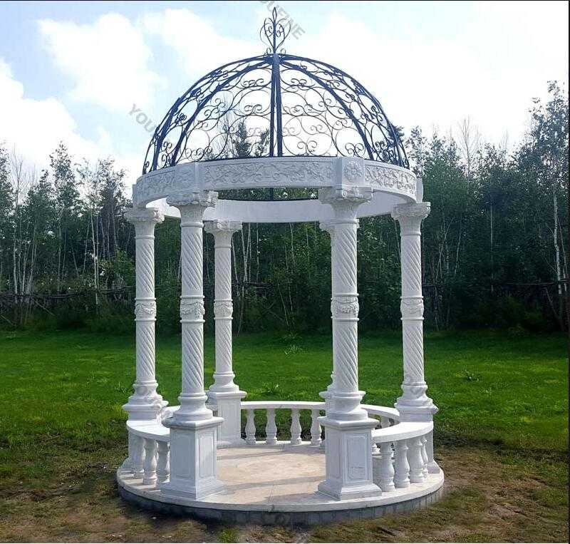 easy life size white marble gazebo for garden decor for sale