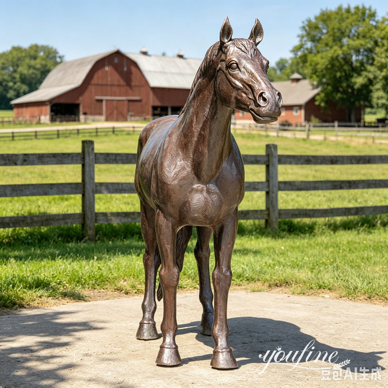 life size bronze horse sculpture for farm decor (1)