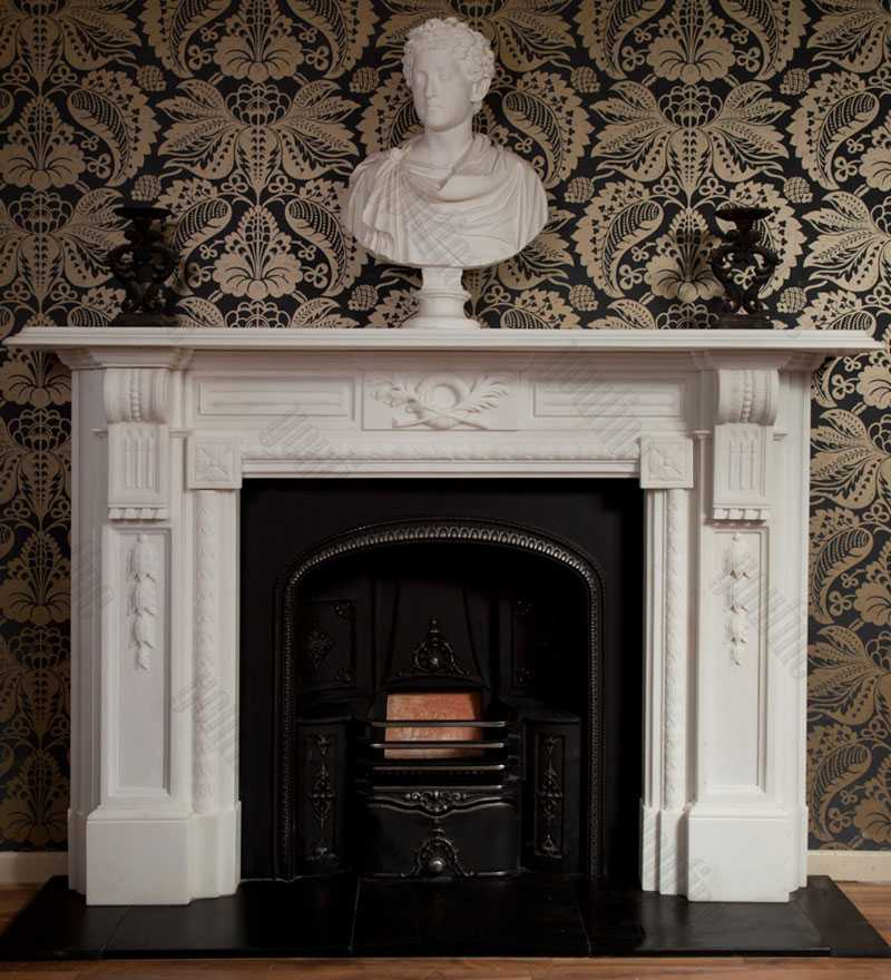 modern life size pure white marble regency marble fireplace custom made fireplace designs for sale--MOKK-138