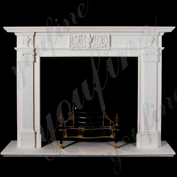 life size simple modern stone fireplaces design white outdoor stone fireplace ideas for sale--MOKK-136