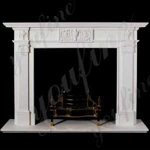 life size simple modern stone fireplaces design white outdoor stone fireplace ideas for sale--MOKK-136