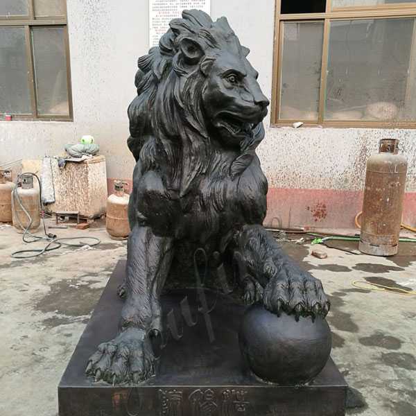 Life Size Guardian Bronze Lion Statues for Front Porch for Our American