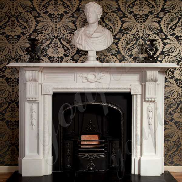 modern life size pure white marble regency marble fireplace custom made fireplace designs for sale--MOKK-138