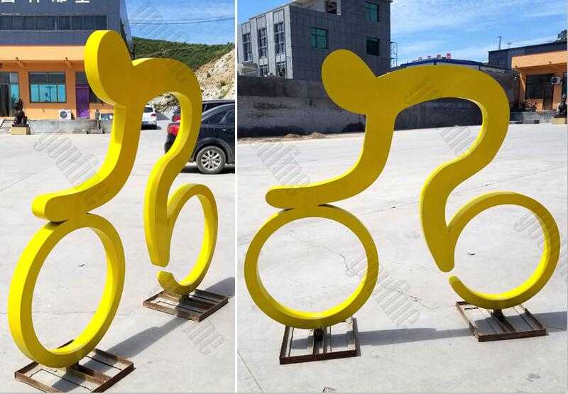 modern street art bicycle sculpture art design in stainless steel for sale