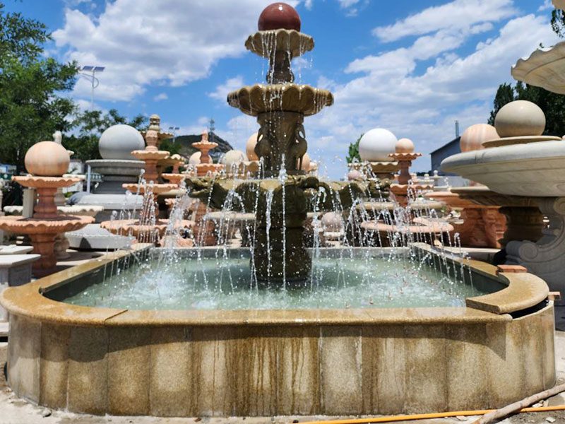 Rotating Water Fountain with Big Pool