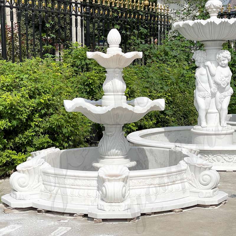 three tiered marble fountain easy tiered patio water fountain for front door decor-MOKK-97
