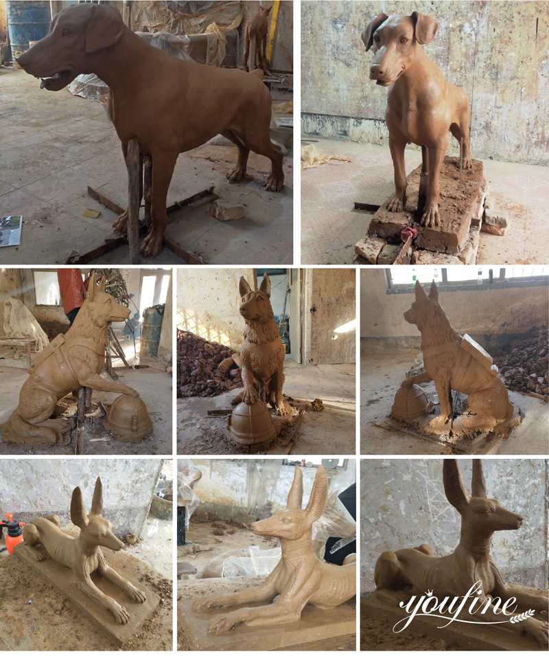 Molti modelli di cani in argilla: