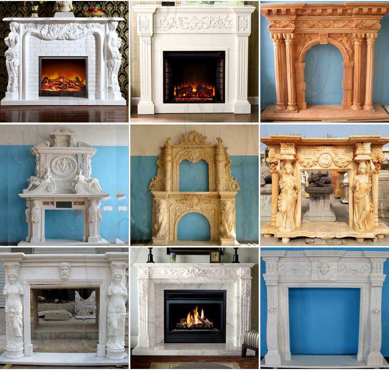 Hand Carved Mantels for Stone Fireplace for sale