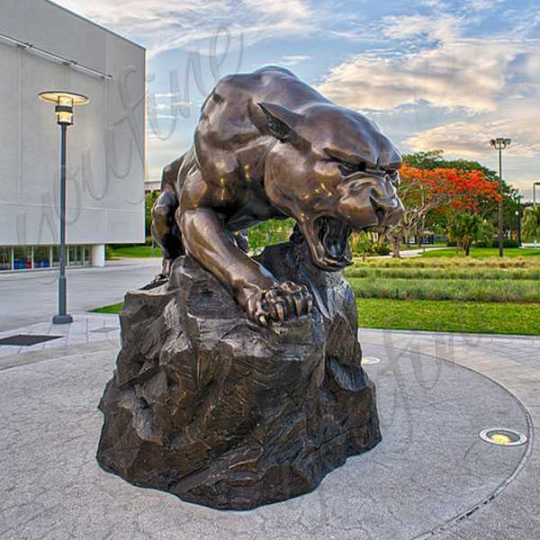 Life Size Black Panther Statue Custom Made Bronze Casting Leopard School Statue for Sale BOKK-592