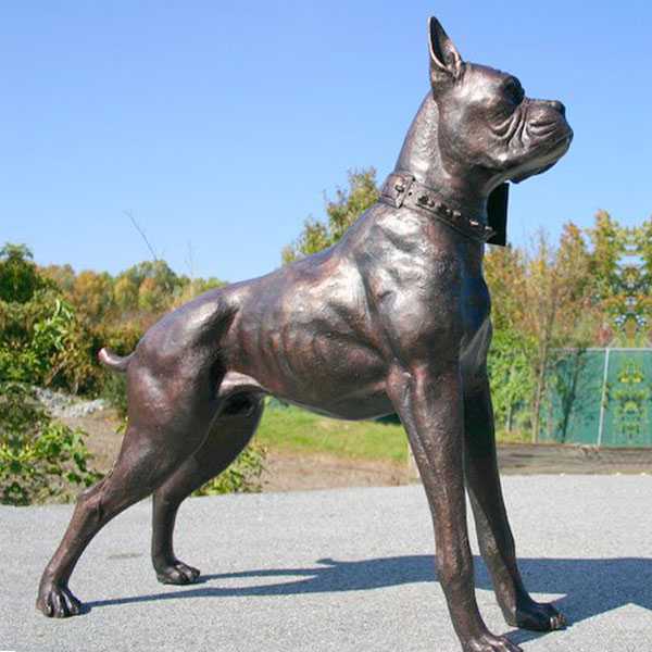 Life Size Bronze Boxer Dog Statue, Boxer Dog Garden Ornament