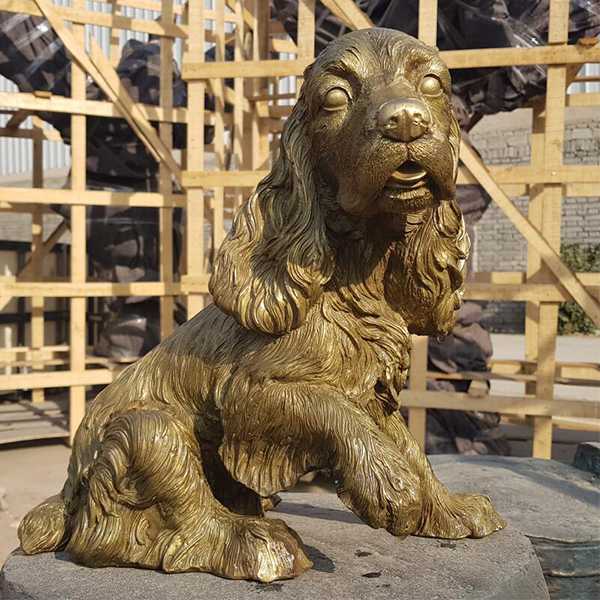 Life Size Custom Brass English Springer Spaniel Garden Statues for Outdoor Memorial at Garden for Sale BOKK-600