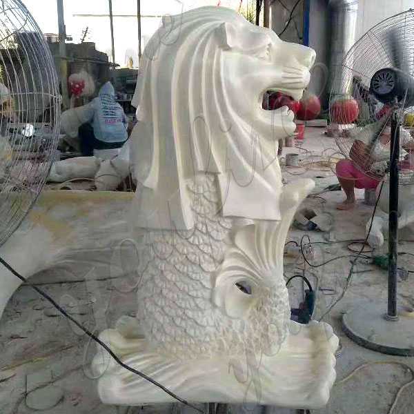 Life Size Singapore Merlion Lion Fish Statue Replica Marble Lion Statue MOKK-188