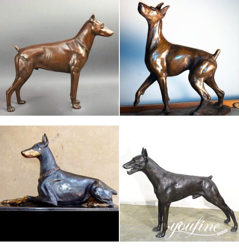 Life Size Outdoor Doberman Pinscher Statue Bronze Dog Garden Art Decor