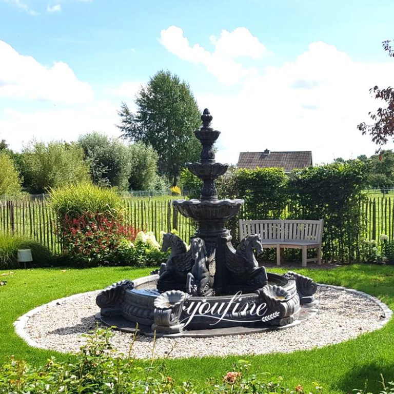 Marble Black Horse Garden Fountain MOKK-05
