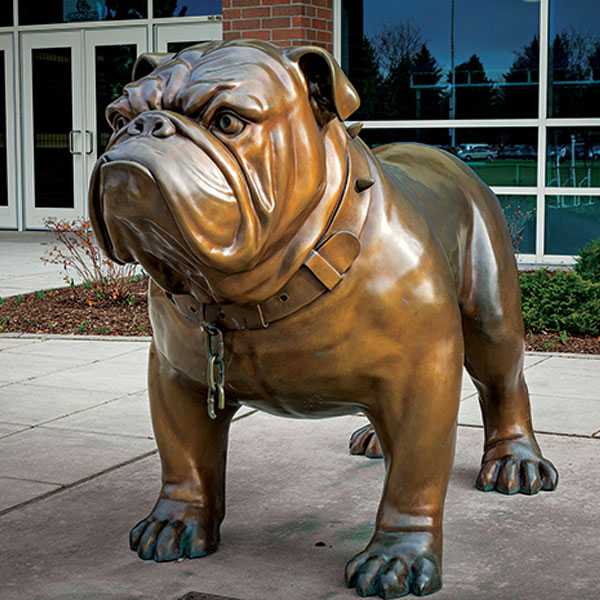 Large Antique Bronze Bulldog Statue Modern Garden Dog Sculpture