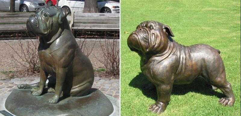 large antique bronze bulldog statue modern garden dog sculptures outside
