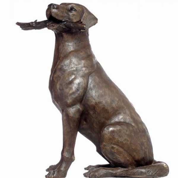 black lab garden statues