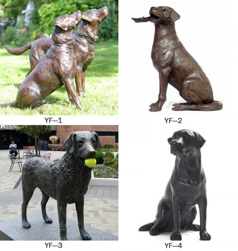 Custom Made Bronze Dog Statue Life Size Black Lab Outdoor Lawn