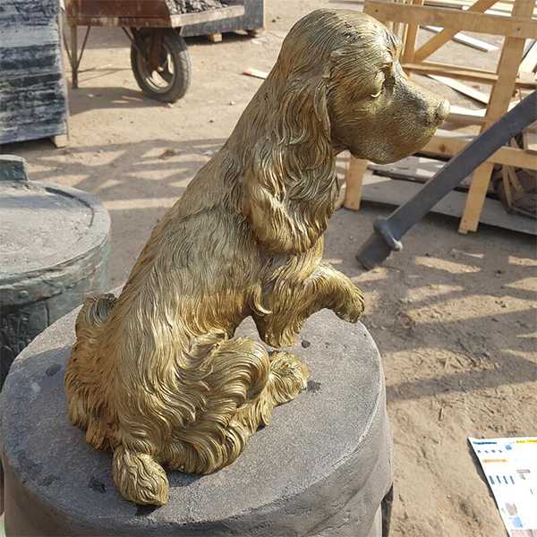 life size brass english springer spaniel garden statues for memorial at garden for sale