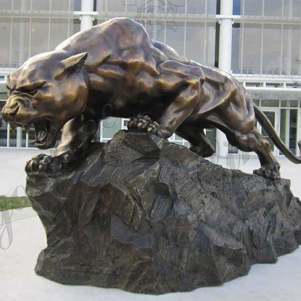 Life Size Black Panther Statue Custom Made Bronze Casting Leopard School Statue for Sale BOKK-594