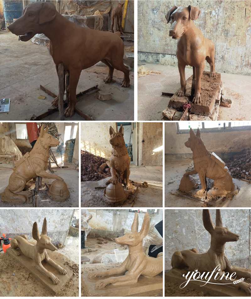 Many Dog Clay Models: