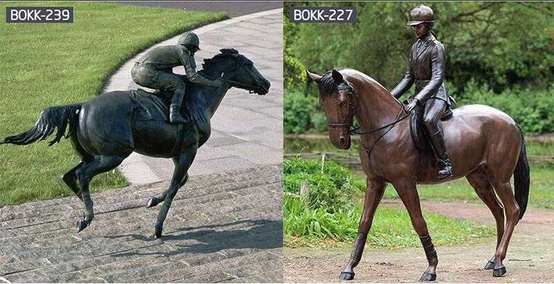 Bronze Sculpture of a Man Riding a Horse-BOKK-222