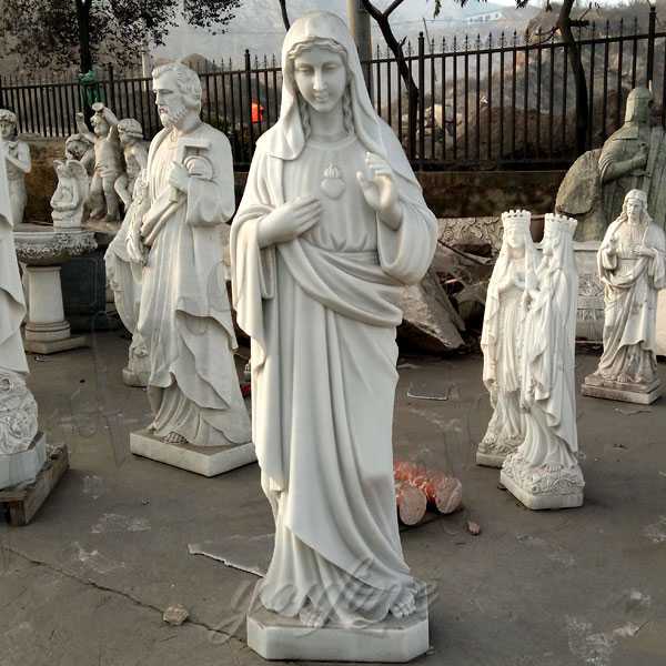 Outdoor Marble Stone 5.6 feet Immaculate Heart of Mary Statue Garden Church Decor